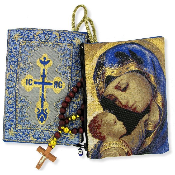Rosary Case Tenderness Madonna & Child Blue 5 3/8 x 4