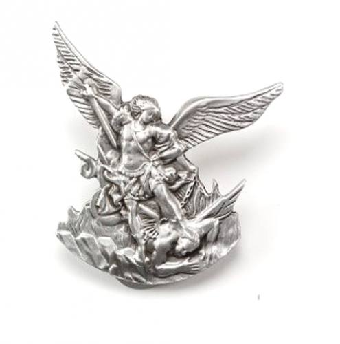 Visor Clip St. Michael Archangel Silhouette Pewter Silver