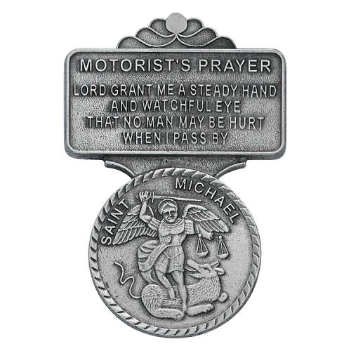 Visor Clip St. Michael Archangel Medal "Motorist Prayer" Pewter