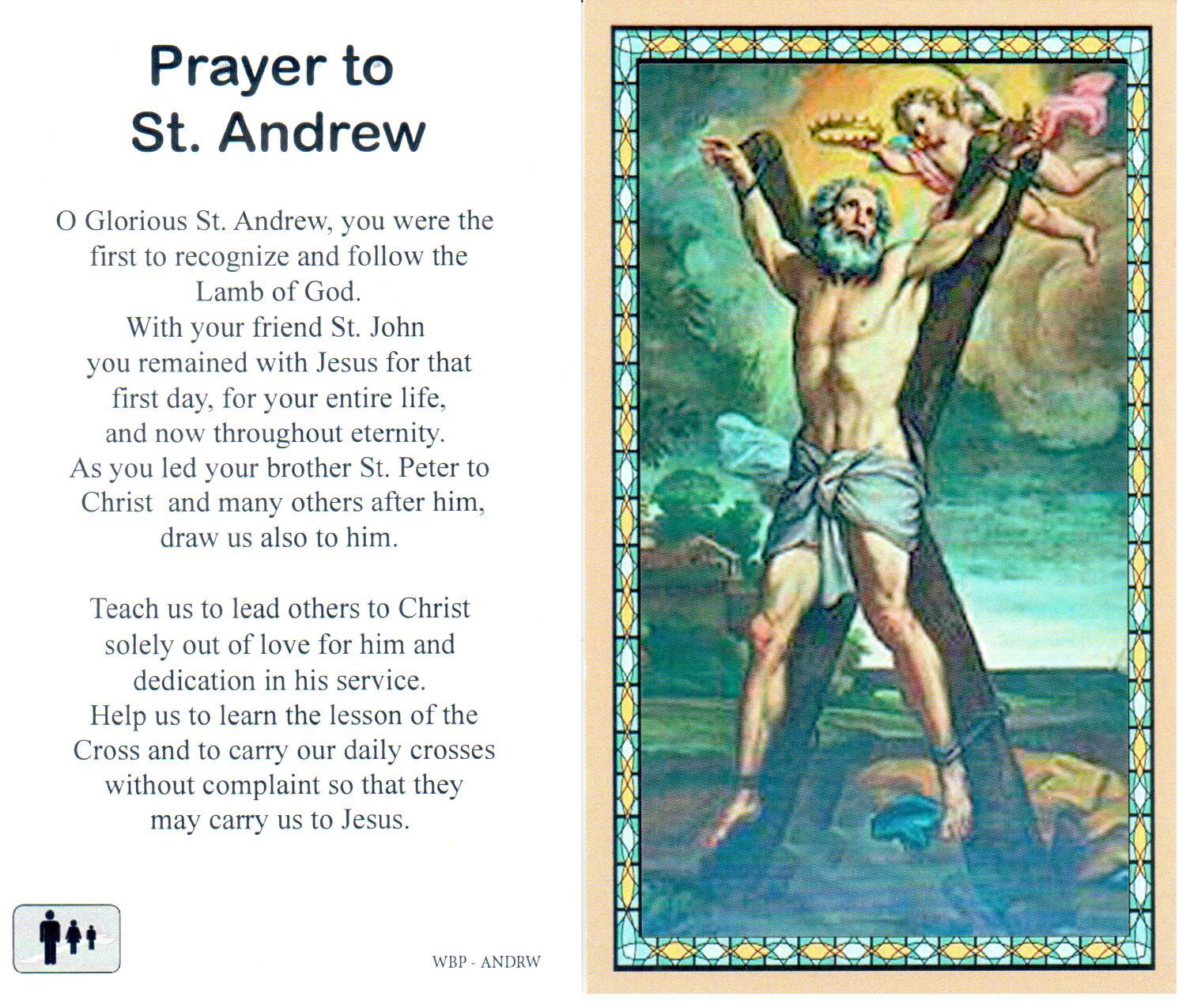 Prayer Holy Card St. Andrew Laminated
