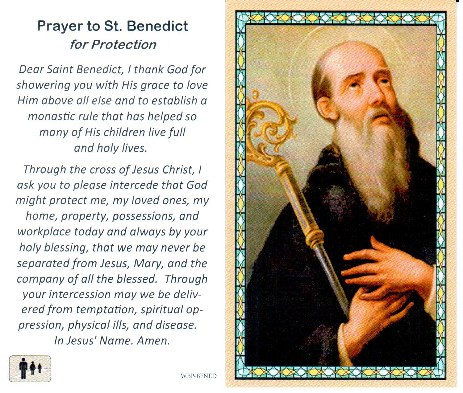 Prayer Holy Card St. Benedict Laminated