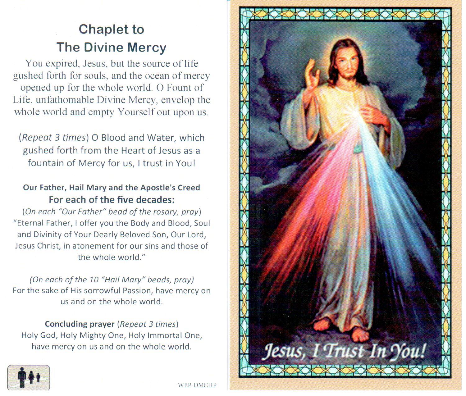 Prayer Holy Card Divine Mercy Laminated