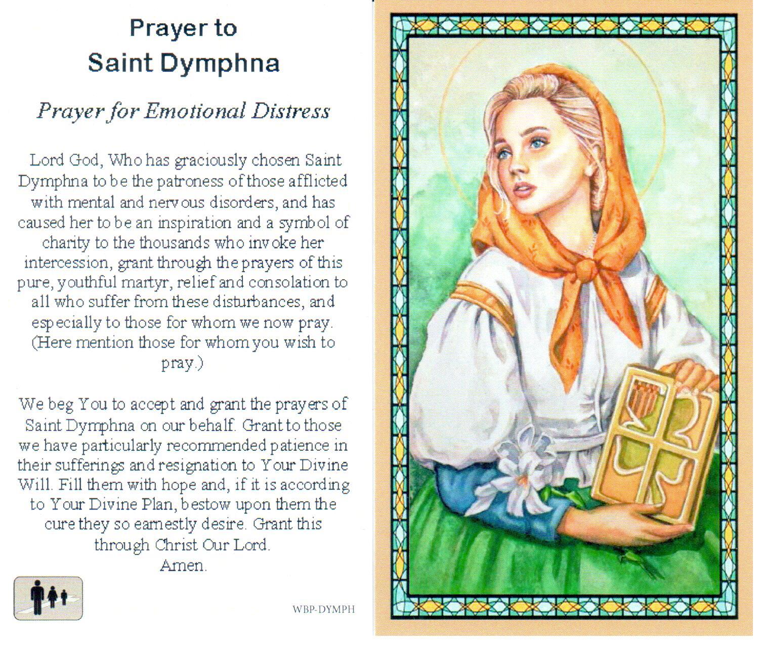 Prayer Holy Card St. Dymphna Laminated