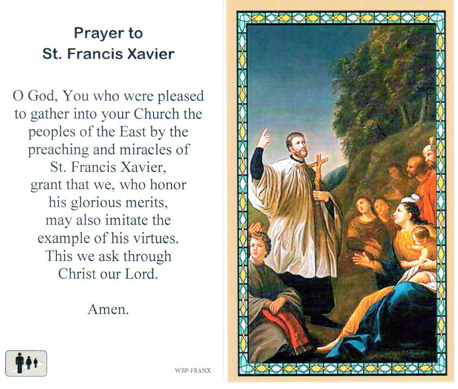 Prayer Holy Card St. Francis Xavier Laminated
