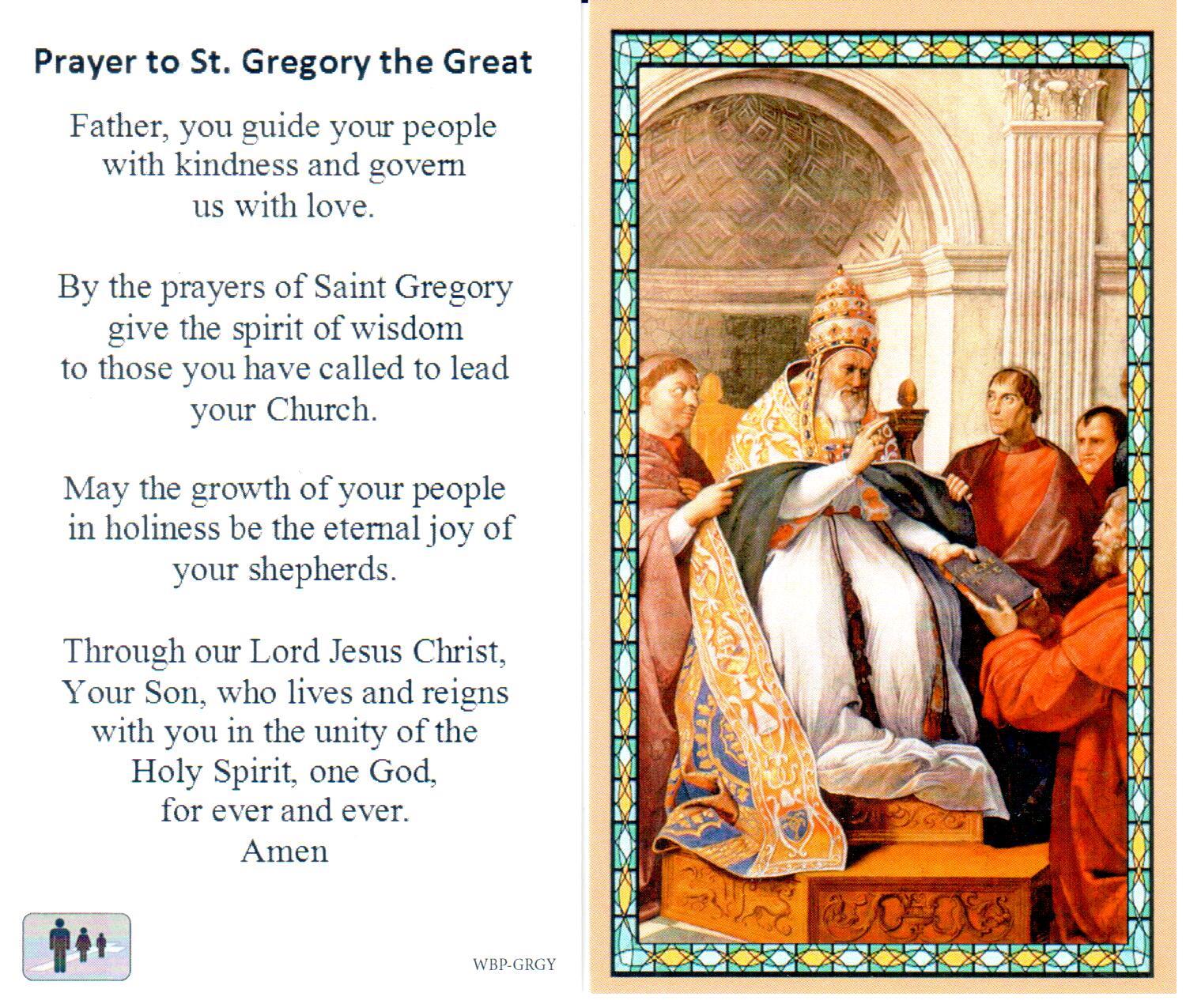 Prayer Holy Card St. Gregory Great Laminated
