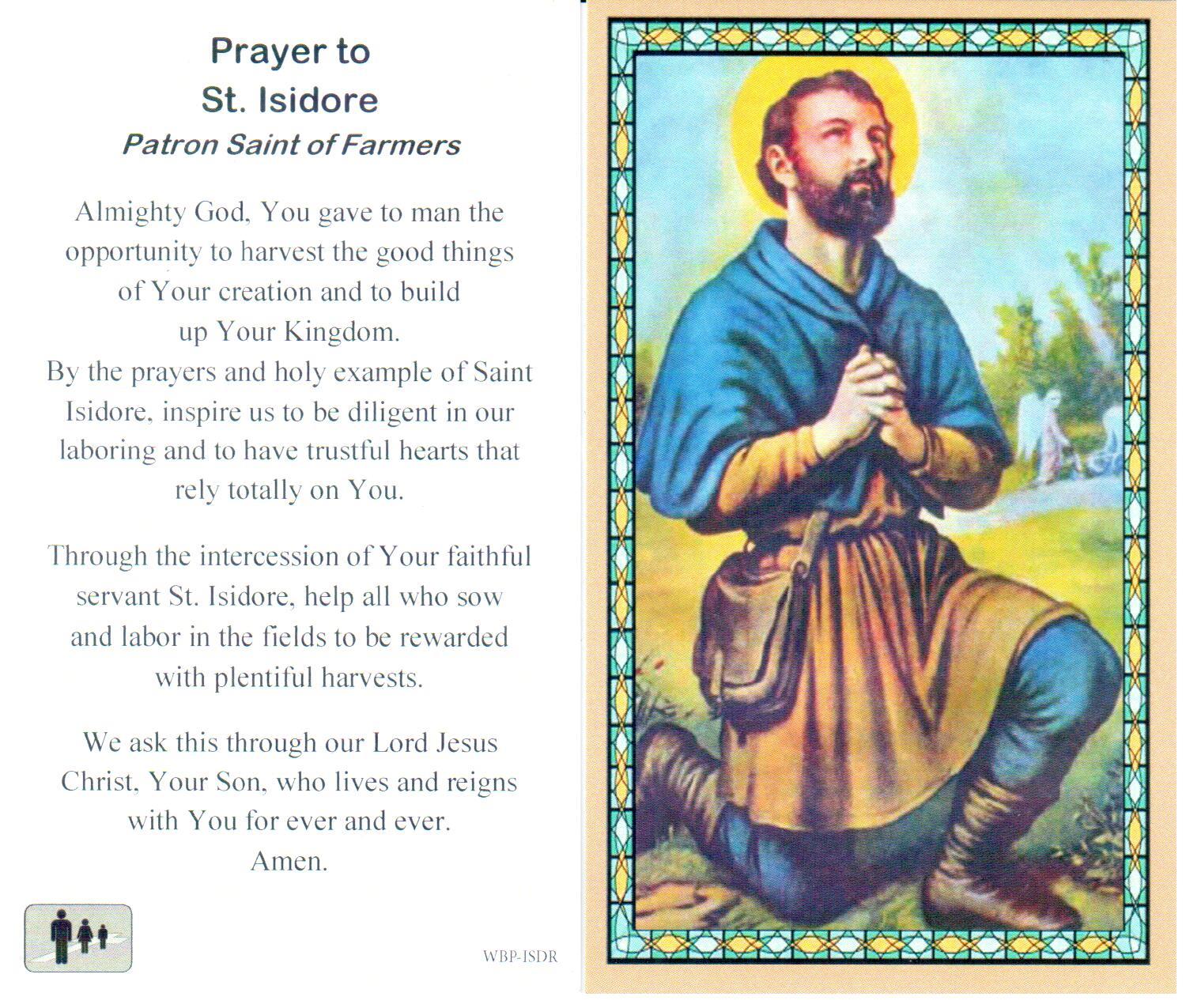 Prayer Holy Card St. Isidore Laminated