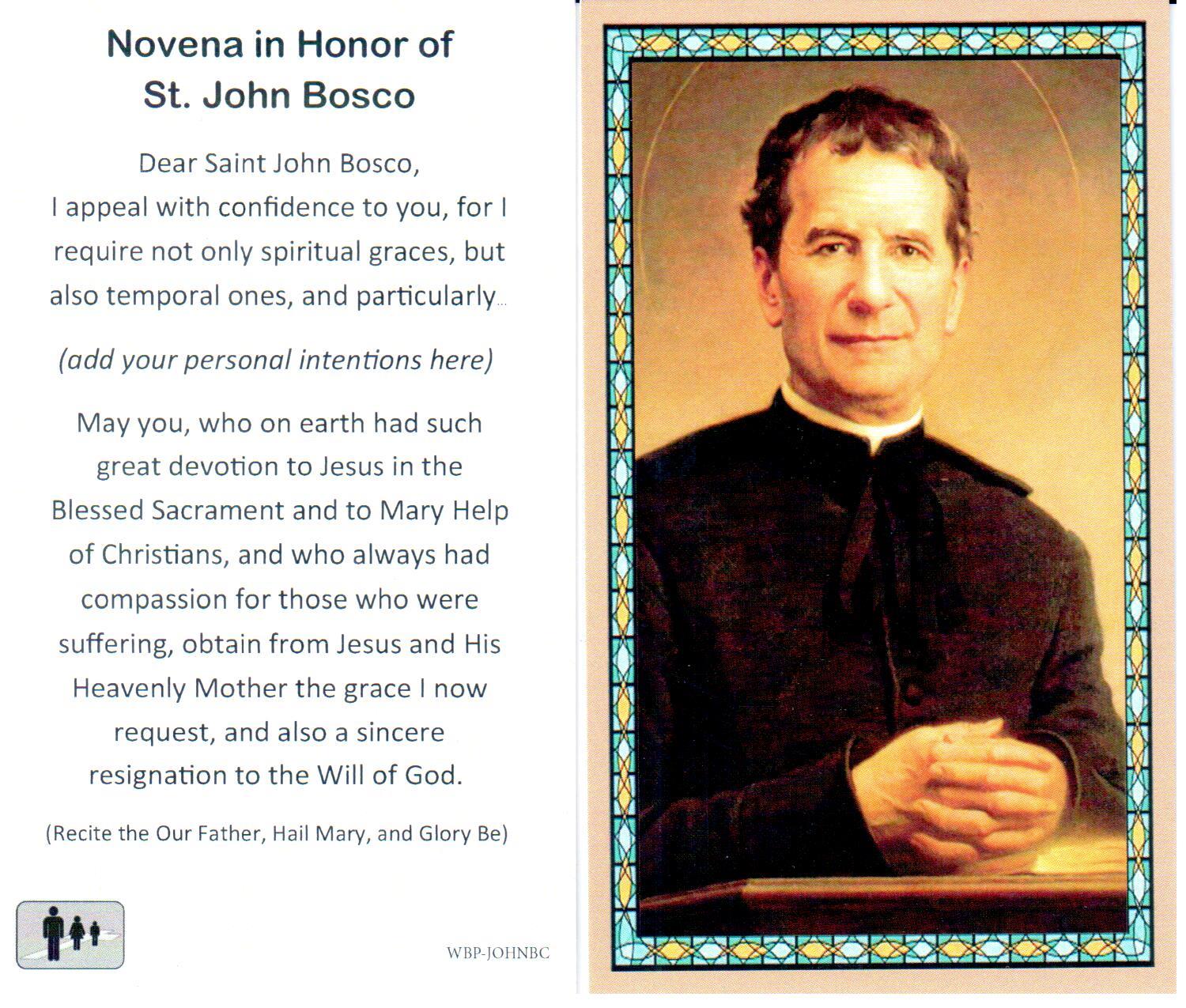 Prayer Holy Card St. John Bosco Laminated