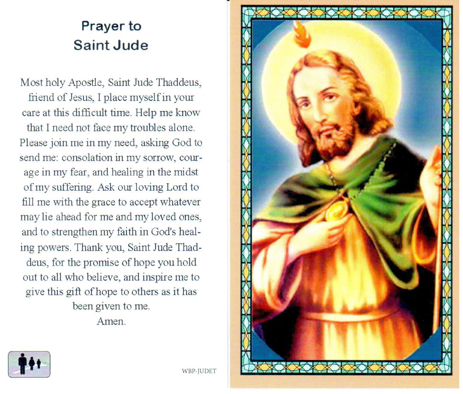 Prayer Holy Card St. Jude Laminated