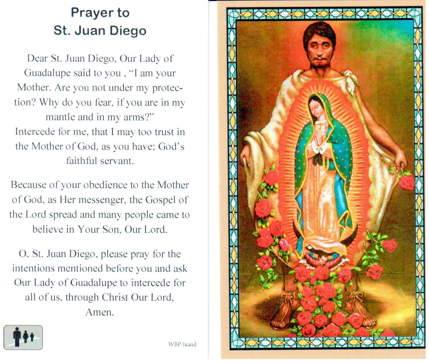 Prayer Holy Card St. Juan Diego Laminated
