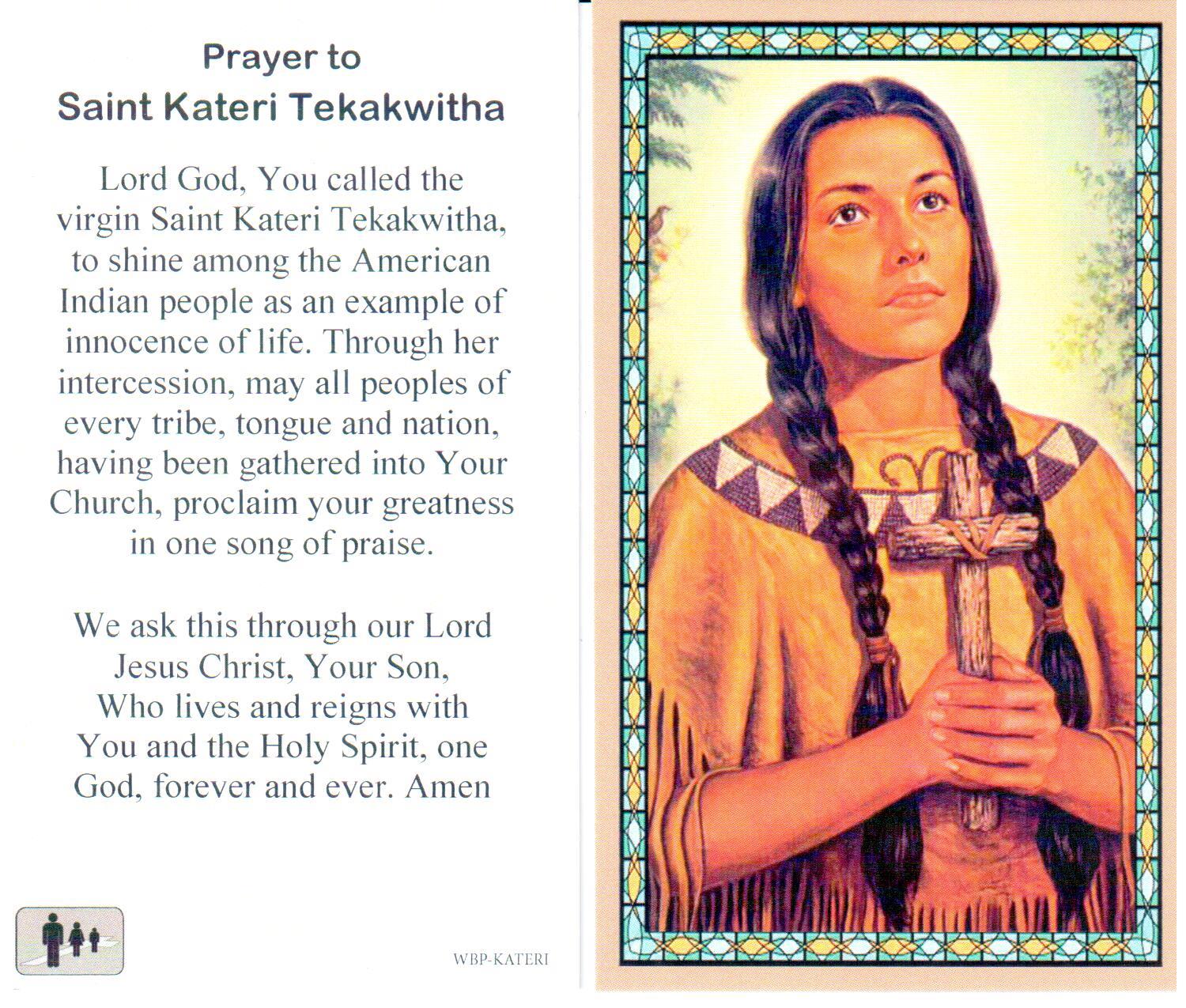 Prayer Holy Card St. Kateri Tekakwitha Laminated