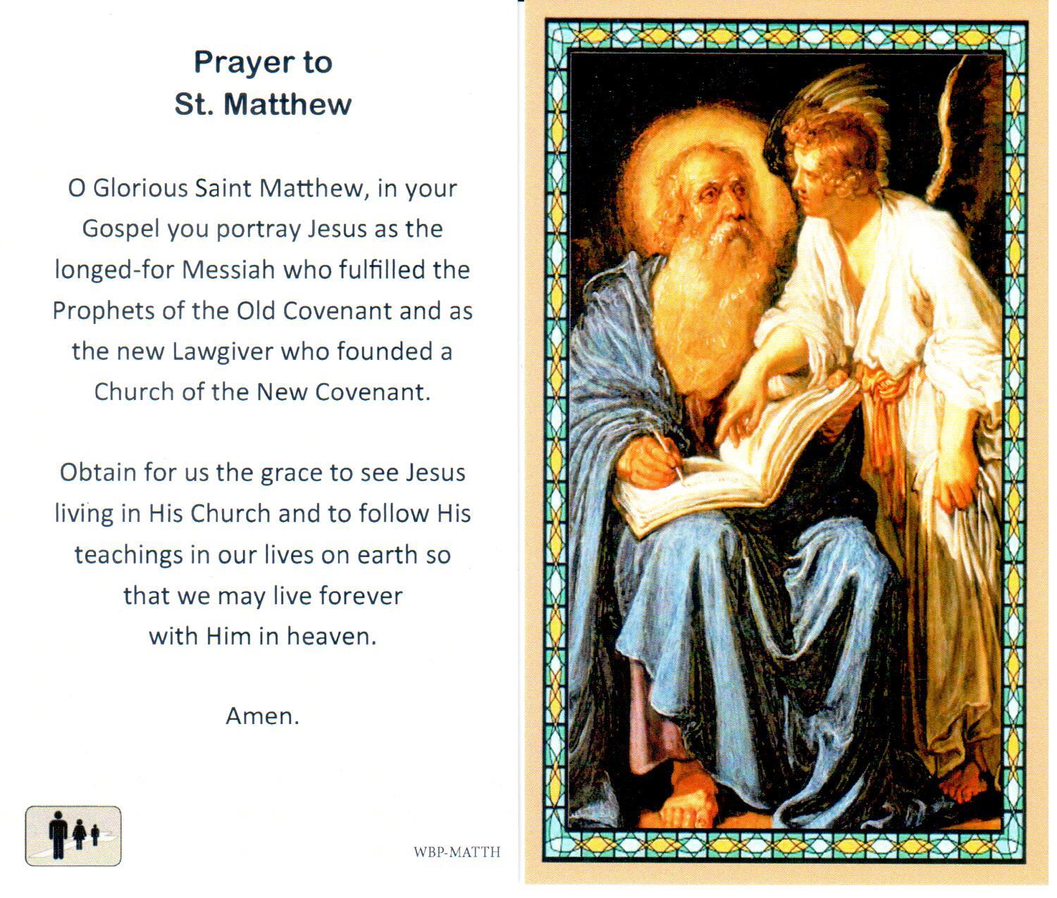 Prayer Holy Card St. Matthew Laminated