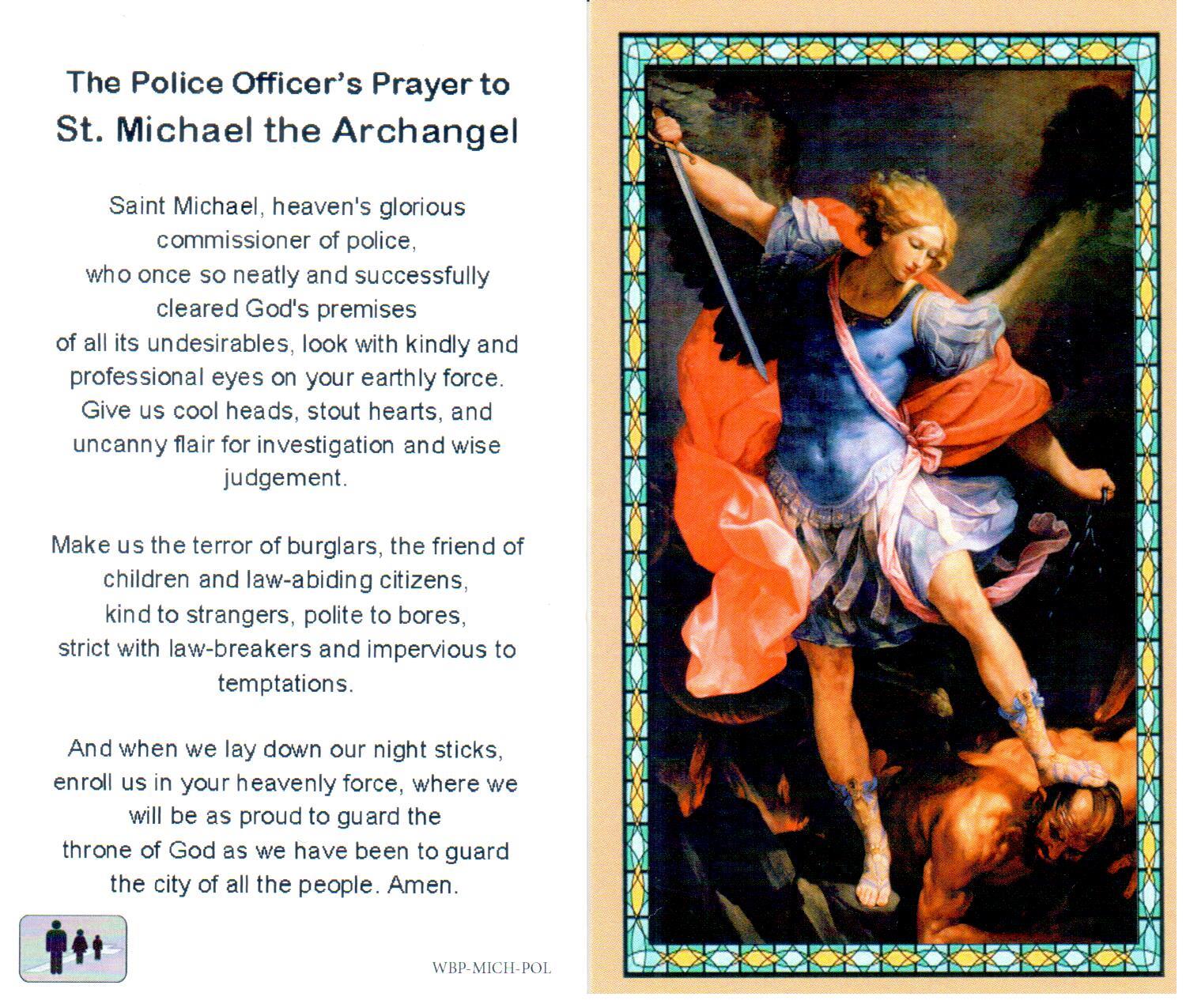 Prayer Holy Card St. Michael Archangel Police Laminated