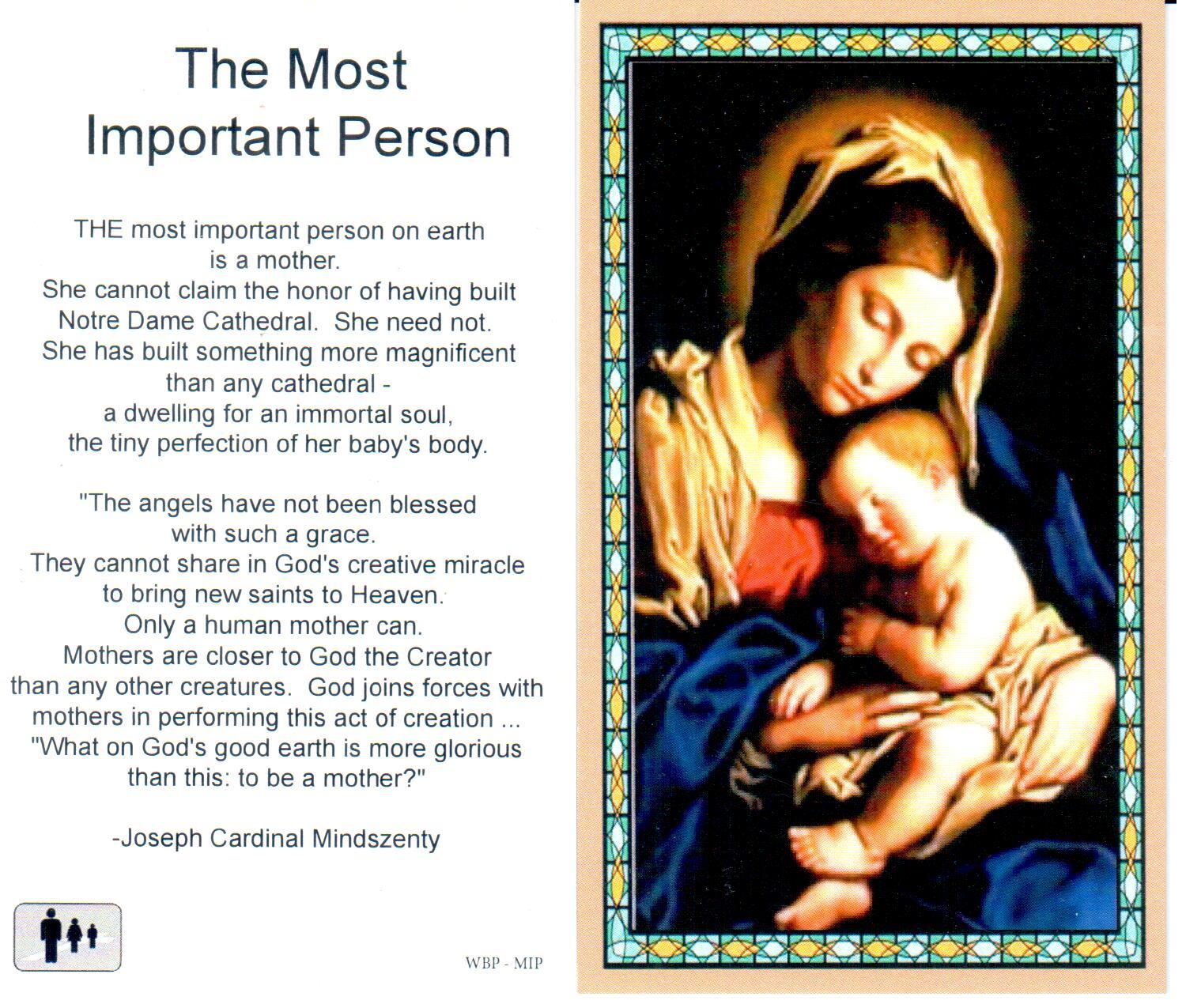 Prayer Holy Card Mary Madonna & Child Laminated