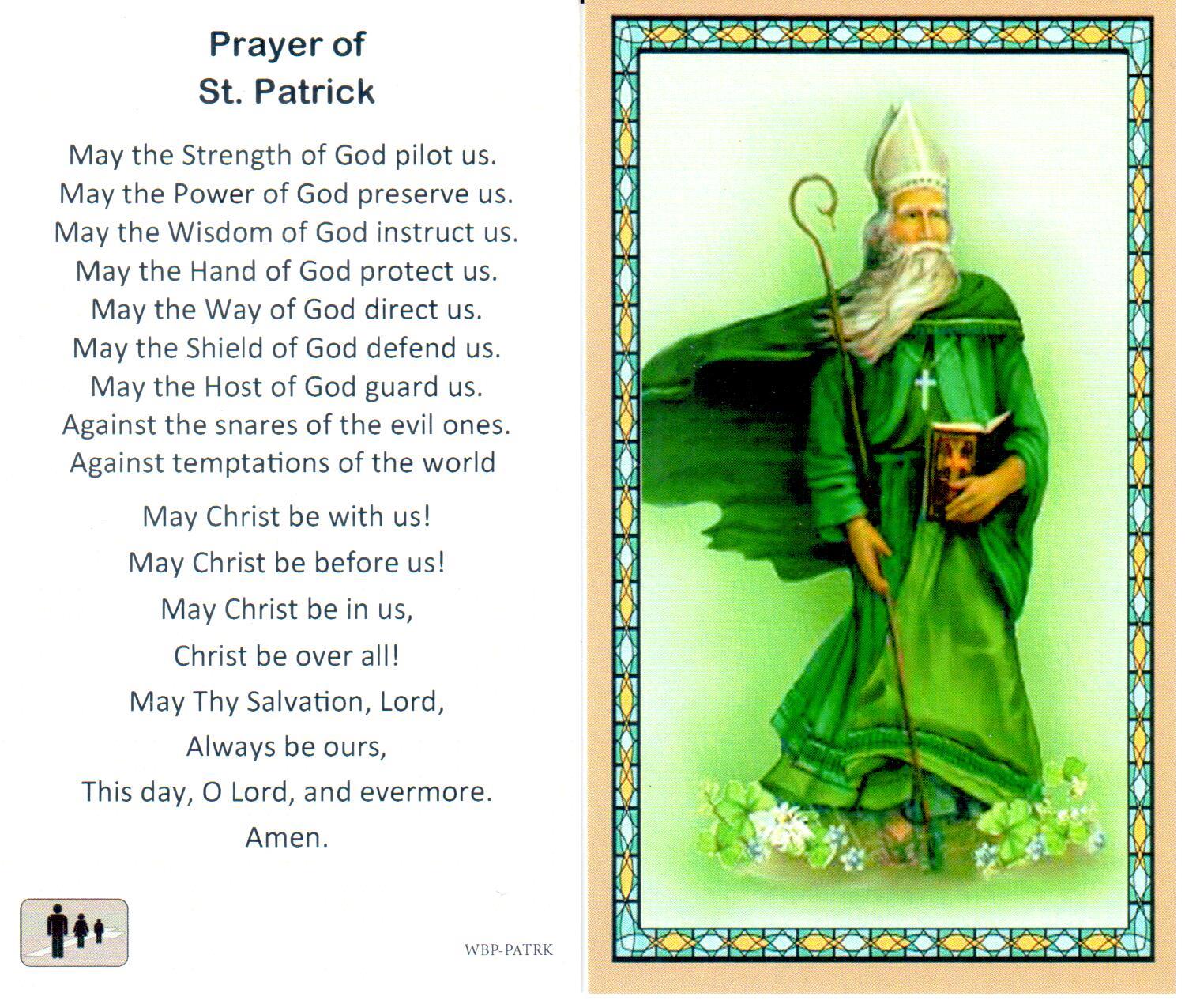 Prayer Holy Card St. Patrick Laminated