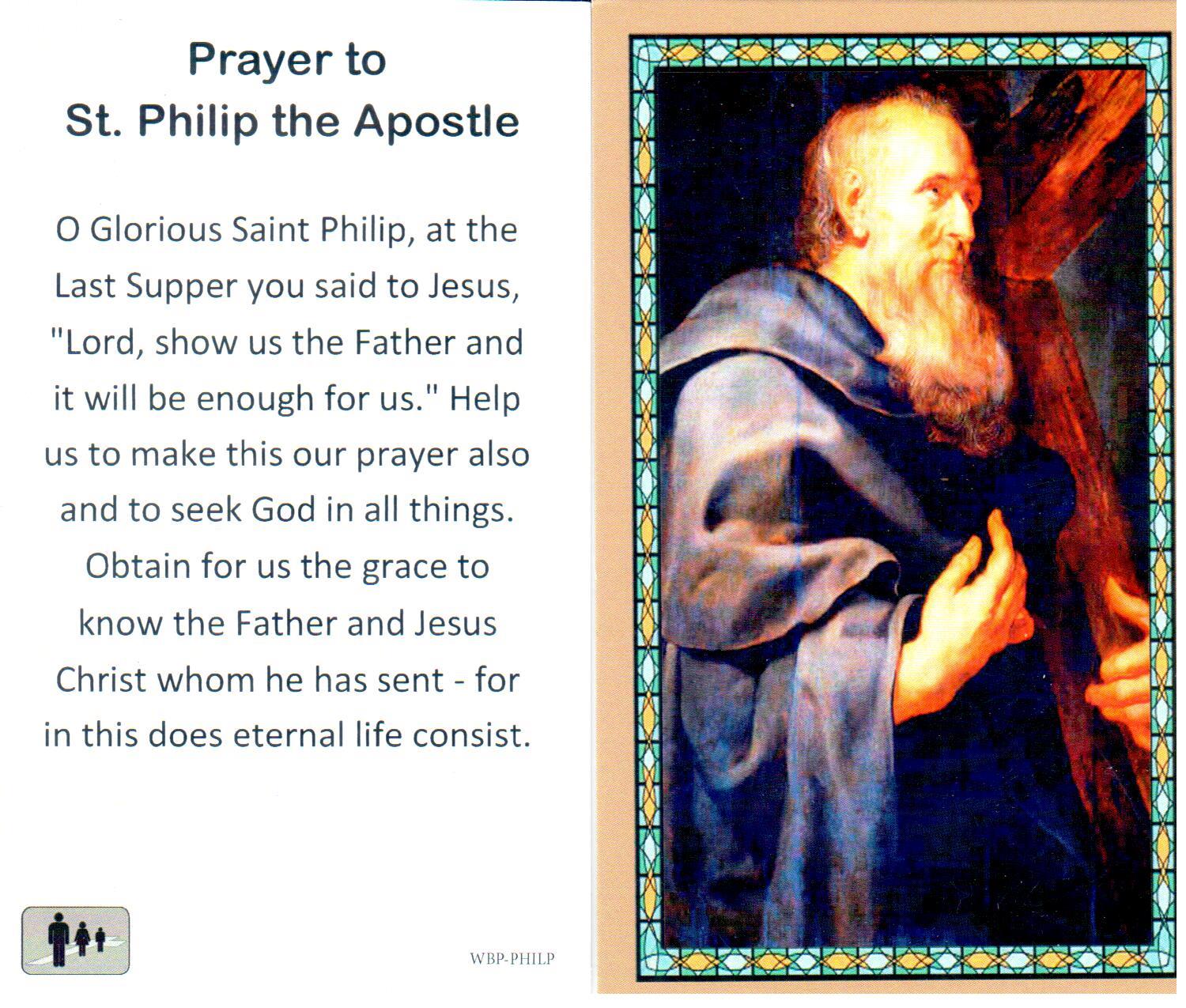 Prayer Holy Card St. Philip Apostle Laminated