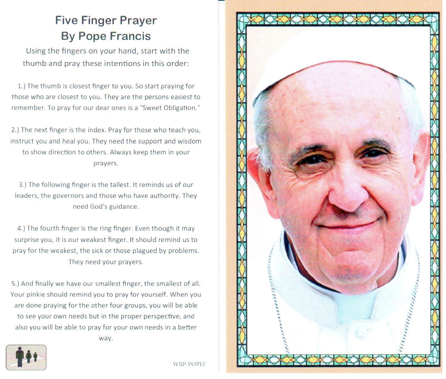 Prayer Holy Card Pope Francis Laminated