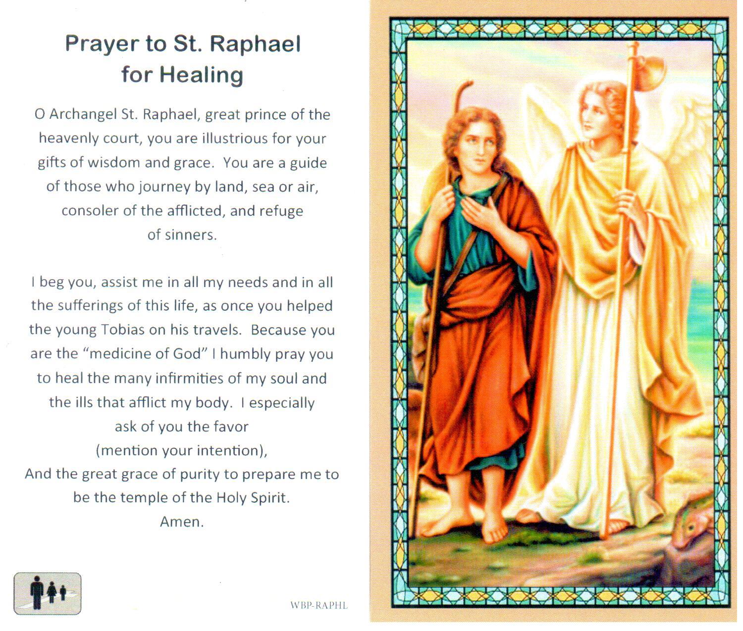 Prayer Holy Card St. Raphael Laminated