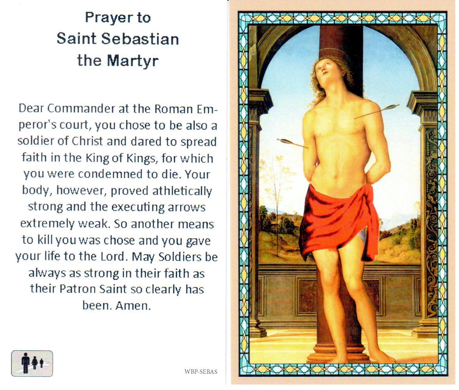 Prayer Holy Card St. Sebastian Laminated