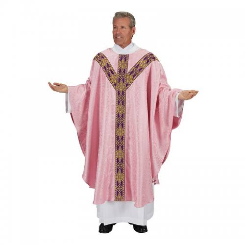 Chasuble Avignon Collection Rose with Purple & Gold Banding