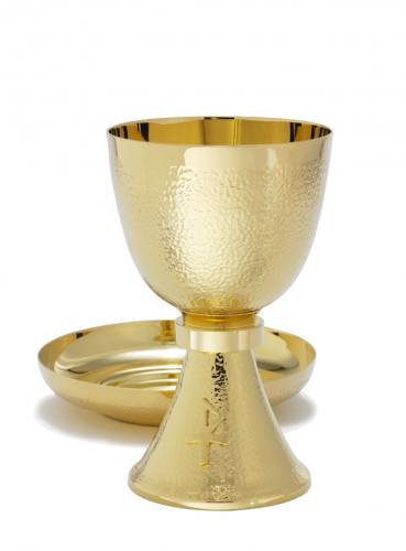 Chalice Paten Set 24 KT Gold Plated Basketweave A-760G