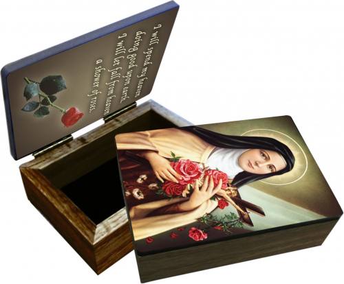 Keepsake Box St. Therese Lisieux Laminated Hardwood