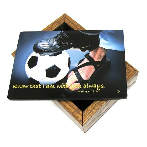 Keepsake Box Sport Soccer Men Laminated Hardwood