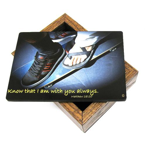 Keepsake Box Sport Skateboarding Laminated Hardwood