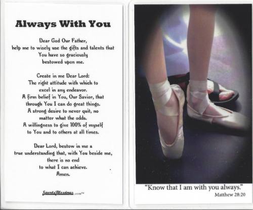 Prayer Holy Card Ballet Dance Laminated