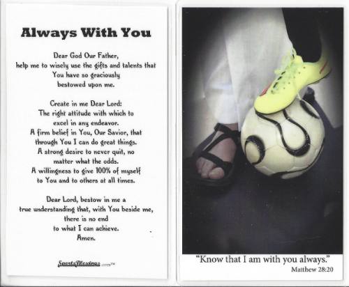 Prayer Holy Card Soccer Women / Girl Laminated