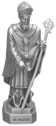 Statue St. Patrick 3.5 inch Pewter Silver