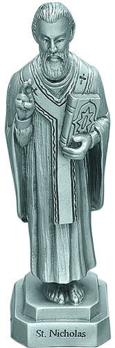 Statue St. Nicholas Myra 3.5 inch Pewter Silver