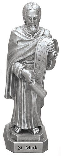 Statue St. Mark Evangelist 3.5 inch Pewter Silver