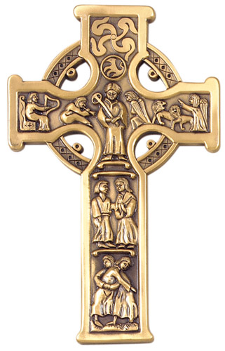 Cross Wall Celtic True Cross 8 inch Pewter Gold