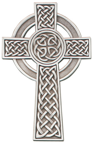 Cross Wall Celtic Knot 8 inch Pewter Silver