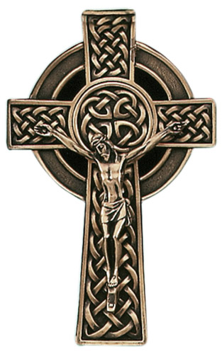 Crucifix Wall Celtic Knot 8 inch Pewter Gold