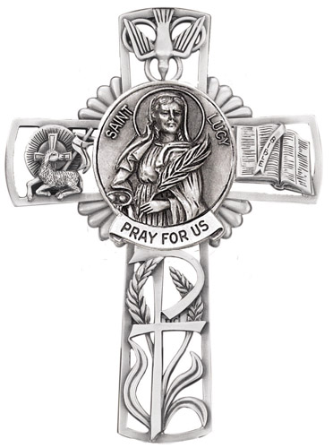 Cross Wall St. Lucy 5 inch Pewter Silver
