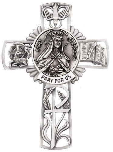 Cross Wall St. Elizabeth Hungary 5 inch Pewter Silver