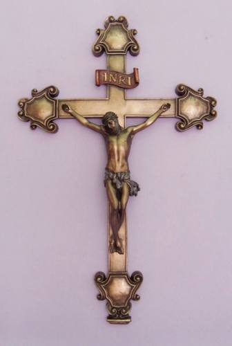 Crucifix Wall Resin Bronze 16 inch