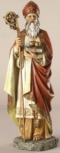 Statue St. Nicholas Myra 10.5 inch Resin Painted