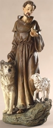 Statue St. Francis Assisi 9.75 inch Resin Painted